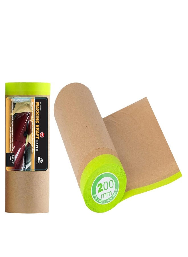 AIPL Pre-Taped Masking Paper for Painting - 20 CM X 20 MTR Tape and Drape Painters Paper, Paint Adhesive Protective Paper Roll for Covering Skirting, Frames, Cars and Auto Body (1 Roll) - Image 1